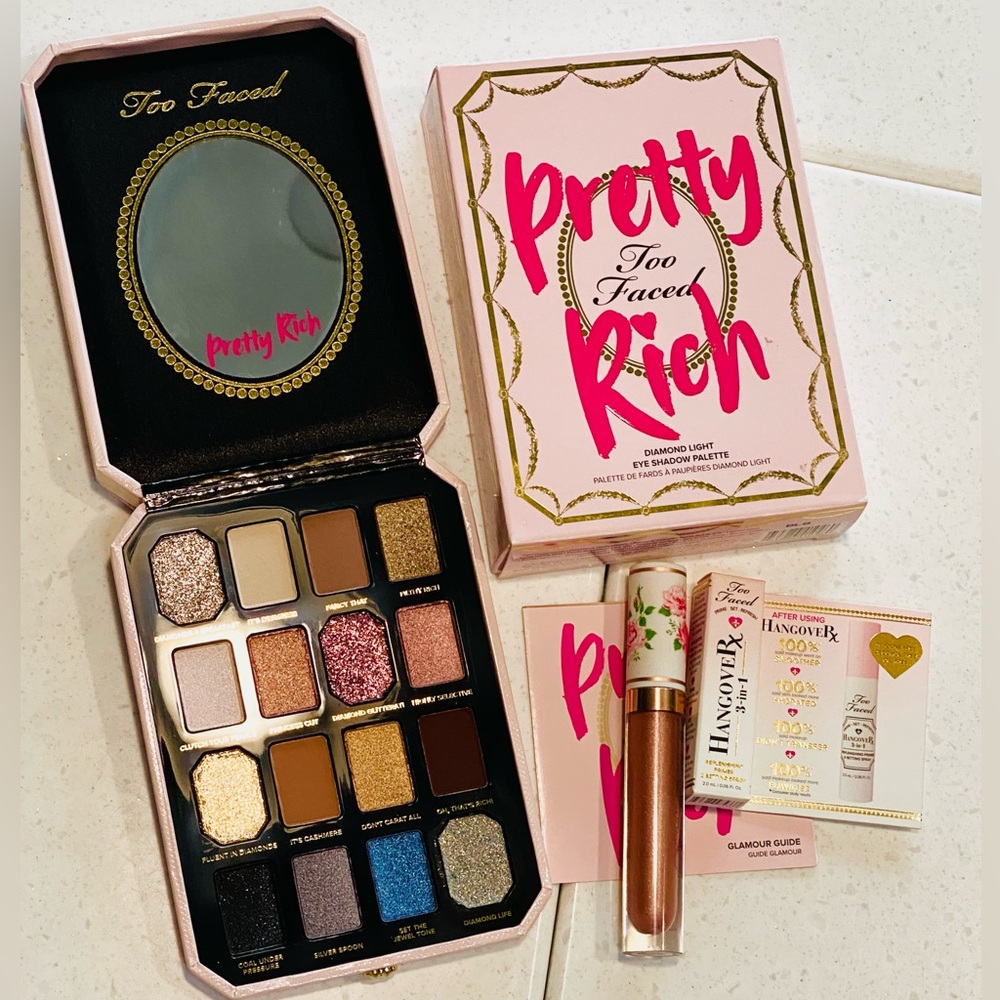 Too Faced Makeup Bundle Set Bundle Pretty Rich Eyeshadow Palette Vulgar Lipstick